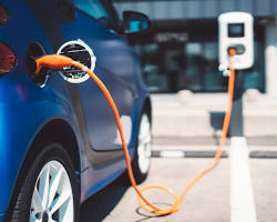 Image of hybrid car charging