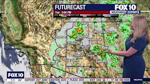 Thunderstorms moving across Arizona