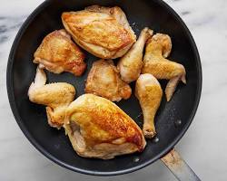 Chicken Adobo browned in a skillet