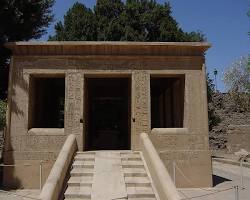 Image of White Chapel of Senusret I, highlighting its white limestone construction and reliefs.