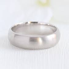 Matte Domed Men's Wedding Band Solid 14k White Gold His Wedding Ring | La More Design