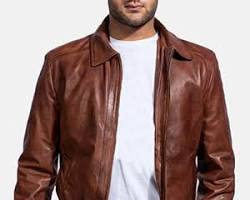 Men's brown leather vintage jacket