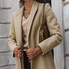 Womens Faux Wool Thin Coat Trench Jacket Ladies Slim Long Overcoat Outwear Casual Winter Outfits for Women Cold - Product from Amazon.com