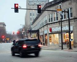 Image of car running a red light