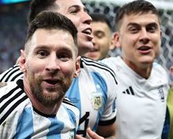 صورة Lionel Messi celebrating with the Argentina national team