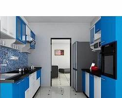 Image of Blue and white modular kitchen