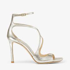 Azia 95 Sandales en cuir pailleté champagne