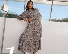 Image of Woman in floral print dress