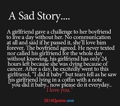 A sad Story... A girlfriend gave a challenge to her boyfriend to ... via Relatably.com