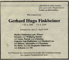 In memorian Gerhard Finkbeiner - Finkbeiner-Traueranzeige