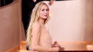 Justine Lupe Wears a Totally Sheer Armani Dress at the Golden Globes