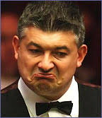 Snooker legend John Parent pulls a face lining up a shot. John Parrott: He&#39;s not bad this lad - _39636991_john_parrott144