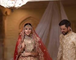 Image of Royal red lehenga with net dupatta