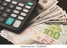 Calculator On Us Dollar Euro Banknotes Stock Photo 61555540 ...