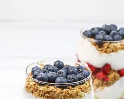 Greek yogurt parfait with fruit and granola meal