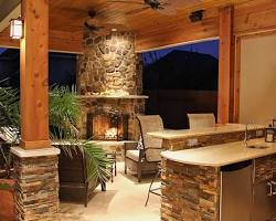 Image of outdoor kitchen with lighting