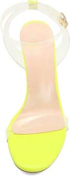 Amazon.com: Caradise Sandalias de tacón alto con cordones transparentes para mujer, con puntera abierta, correa de tobillo, Amarillo : Ropa, Zapatos y Joyería