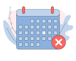 calendar with a cross mark on a date, indicating a cancellation.の画像