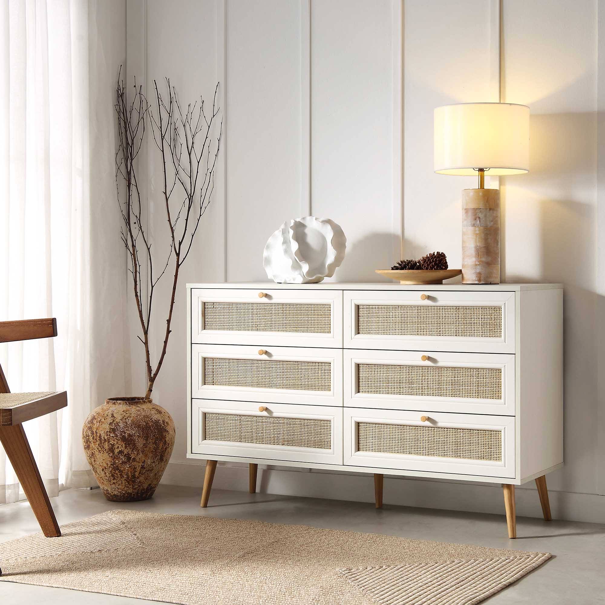 Daals Frances Woven Rattan 6 Drawer Dresser