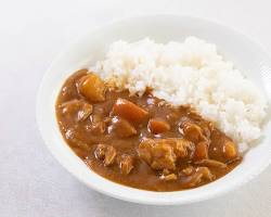 Curry rice, a classic Japanese school lunch dishの画像