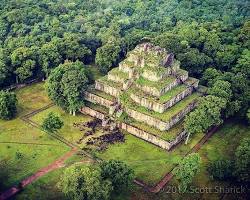 The stunning pyramid temple of Koh Ker rising above the jungle