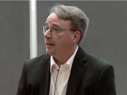 Linus Torvalds bei seinem Vortrag an der Aalto-Universität im finnischen ...