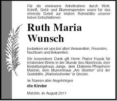 Ruth Maria Wunsch-bedanken wir | Nordkurier Anzeigen - 006108033201