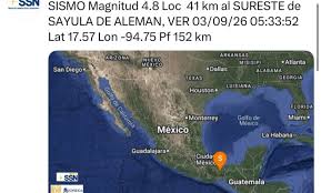 Temblor que despertó esta mañana al sur de Veracruz, se sintió hasta en Tabasco y Chiapas