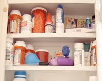 Image of medicine cabinet overflowing with pills