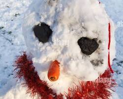 Image of snowman with coal eyes and a carrot nose