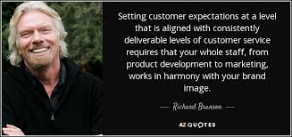 Richard Branson quote: Setting customer expectations at a level ... via Relatably.com