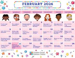 Your Happiness Calendar for Educators for February 2026