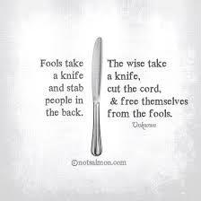 Fools take a knife and stab people in the back. The wise take a ... via Relatably.com