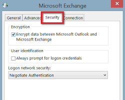 Image of Outlook Account Settings > Security tab > Encrypt Outlook data with this account checkbox
