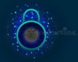 Imagen de abstract digital security lock with biometric scan