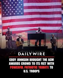 Cody Johnson returned to the Academy of Country Music Awards stage Sunday night with a twist on the familiar patriotic anthem “Travelin’ Soldier” in front of the packed house at MGM Grand Garden Arena.