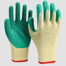 10 Gauge 5 Threads 21S Yarn Yellow/Green Latex Coated Gloves ...