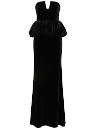 self-portrait Strapless velvet peplum maxi dress | luisaviaroma | REVERSIBLE - Product from Reversible
