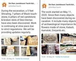 Image of archaeological discoveries at Ram Janmabhoomi
