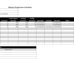 Image of Excel production schedule template