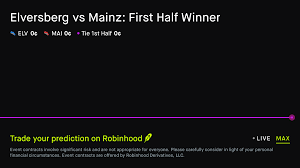 October 30, 2026: Elversberg vs Mainz: First Half Winner Soccer Prediction Market