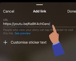 Image of Pasting YouTube Video Link in Link Sticker