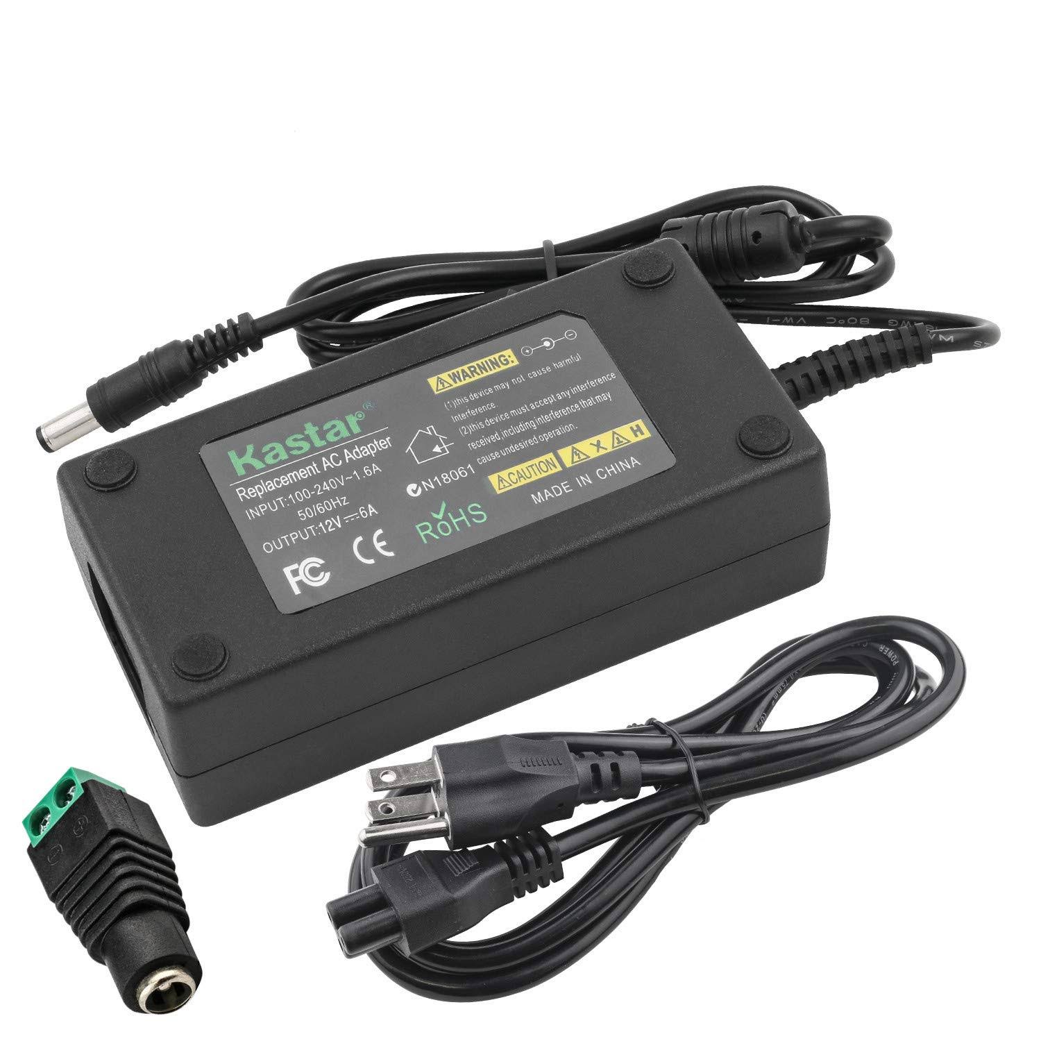 Kastar Ac Adapter Power Supply 12V 6A 72w Tip Size 5.5 * 2.5mm for Lcd Monitor