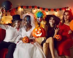 group of people at a Halloween party