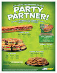 Subway menu catering