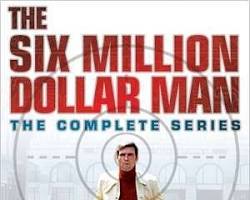 Six Million Dollar Man 1974 TV series Lee Majors as Steve Austin bionic eye bionic arm running in slow motion ABC television stills 1970s scifi, AI generated