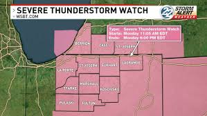Severe Thunderstorm Watch issued ahead of strong afternoon storms Monday