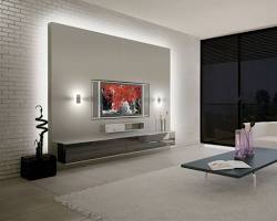 عکس دیوار تلویزیون با نورپردازی