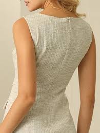 Hobemty Women's Sleeveless Tweed Dress Boat Neck Work Office Sheath Dresses Small Beige at Amazon Women's Clothing store