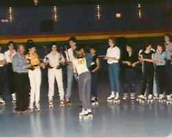 Image of Teenagers at a roller rink in 1984